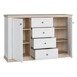 Komoda 150 cm Pontypool PNTK233 biały/dąb riva