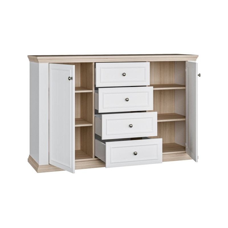 Komoda 150 cm Pontypool PNTK233 biały/dąb riva