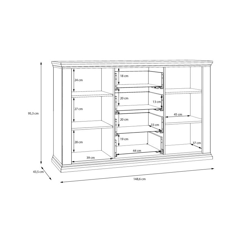 Komoda 150 cm Pontypool PNTK233 biały/dąb riva