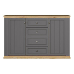 Komoda 150 cm Pontypool PNTK233 dąb mauvella/uni wolfram szary