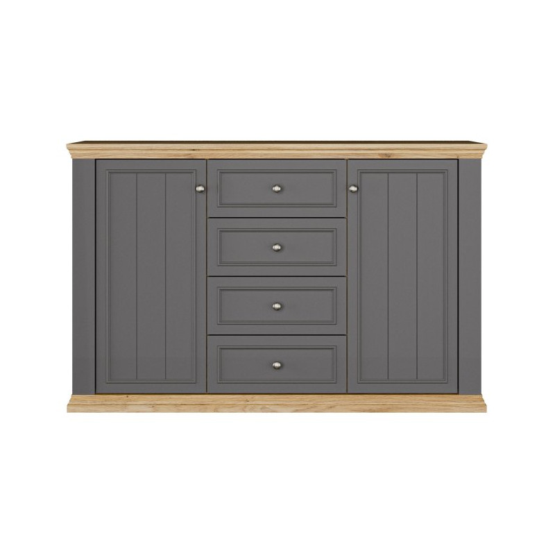Komoda 150 cm Pontypool PNTK233 dąb mauvella/uni wolfram szary