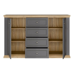 Komoda 150 cm Pontypool PNTK233 dąb mauvella/uni wolfram szary