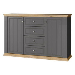 Komoda 150 cm Pontypool PNTK233 dąb mauvella/uni wolfram szary