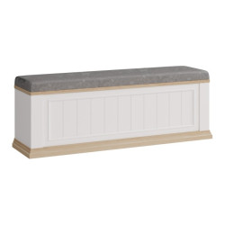 Ławeczka tapicerowana Pontypool PNTD011 biały/dąb riva