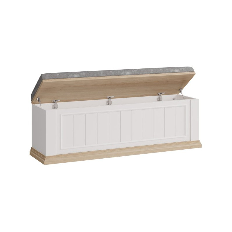 Ławeczka tapicerowana Pontypool PNTD011 biały/dąb riva