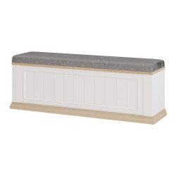 Ławeczka tapicerowana Pontypool PNTD011 biały/dąb riva