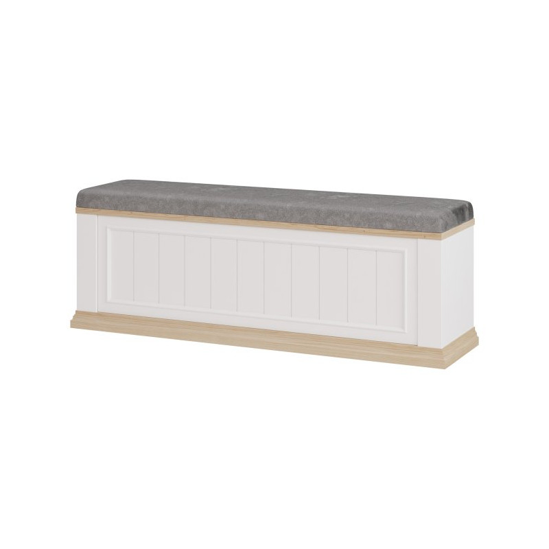 Ławeczka tapicerowana Pontypool PNTD011 biały/dąb riva