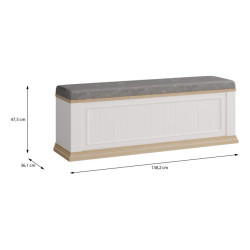 Ławeczka tapicerowana Pontypool PNTD011 biały/dąb riva