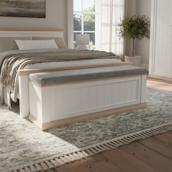 Ławeczka tapicerowana Pontypool PNTD011 biały/dąb riva