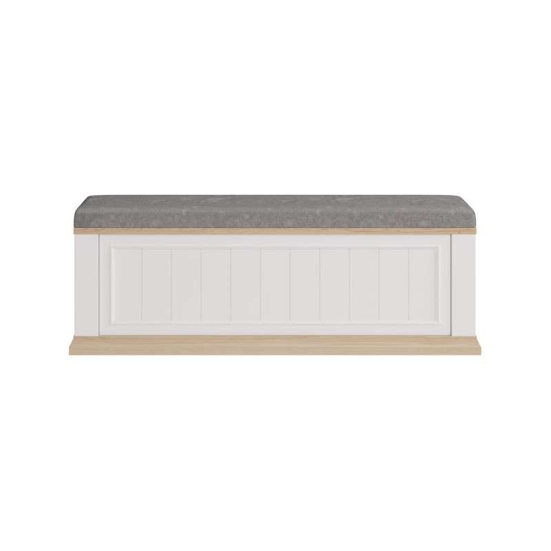 Ławeczka tapicerowana Pontypool PNTD011 biały/dąb riva