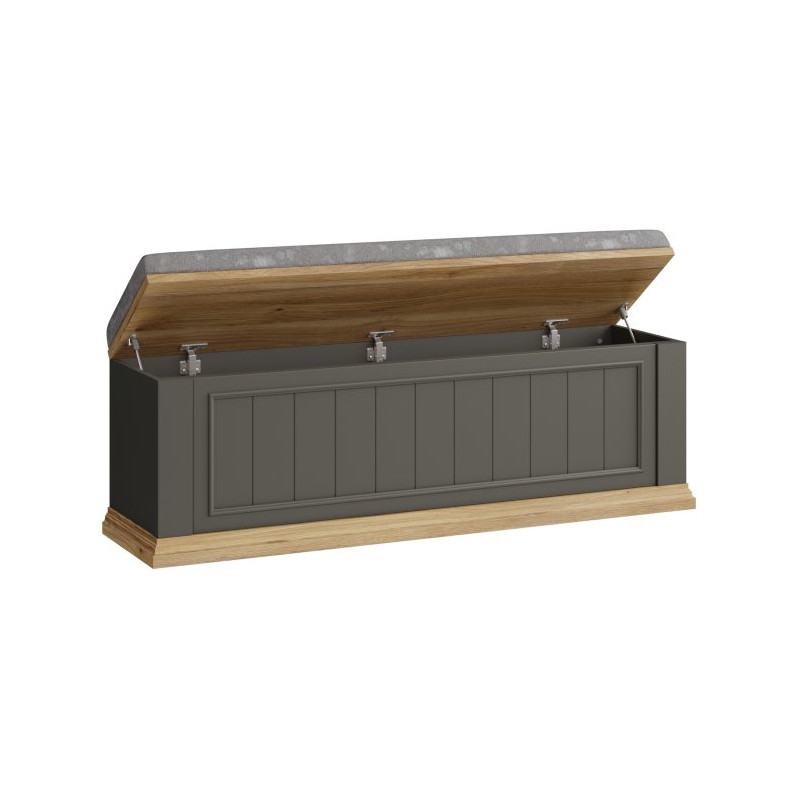 Ławeczka tapicerowana Pontypool PNTD011 dąb mauvella/uni wolfram szary