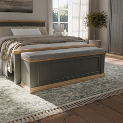 Ławeczka tapicerowana Pontypool PNTD011 dąb mauvella/uni wolfram szary