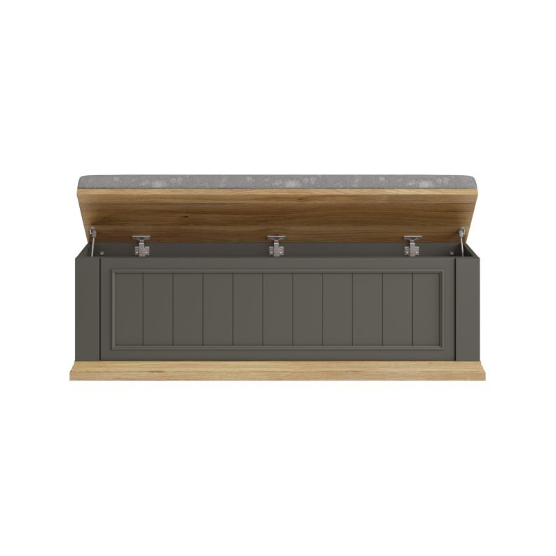 Ławeczka tapicerowana Pontypool PNTD011 dąb mauvella/uni wolfram szary