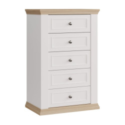 Wąska komoda 70 cm Pontypool PNTK211 biały/dąb riva