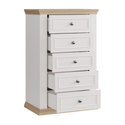 Wąska komoda 70 cm Pontypool PNTK211 biały/dąb riva