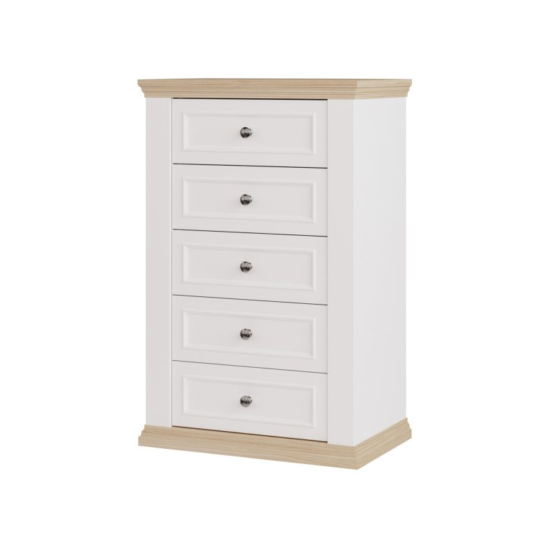 Wąska komoda 70 cm Pontypool PNTK211 biały/dąb riva