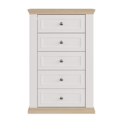 Wąska komoda 70 cm Pontypool PNTK211 biały/dąb riva