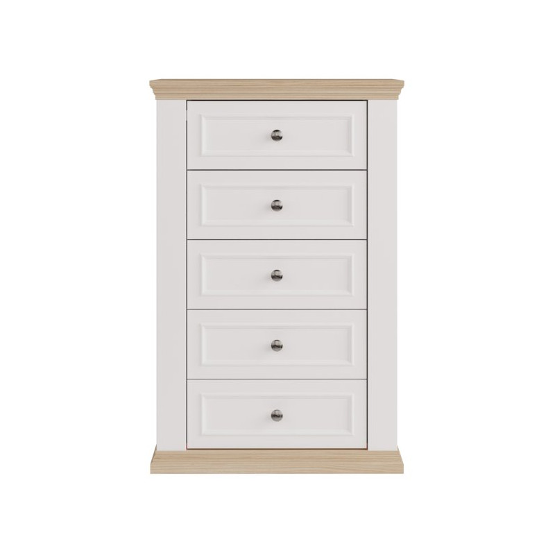 Wąska komoda 70 cm Pontypool PNTK211 biały/dąb riva