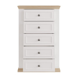 Wąska komoda 70 cm Pontypool PNTK211 biały/dąb riva