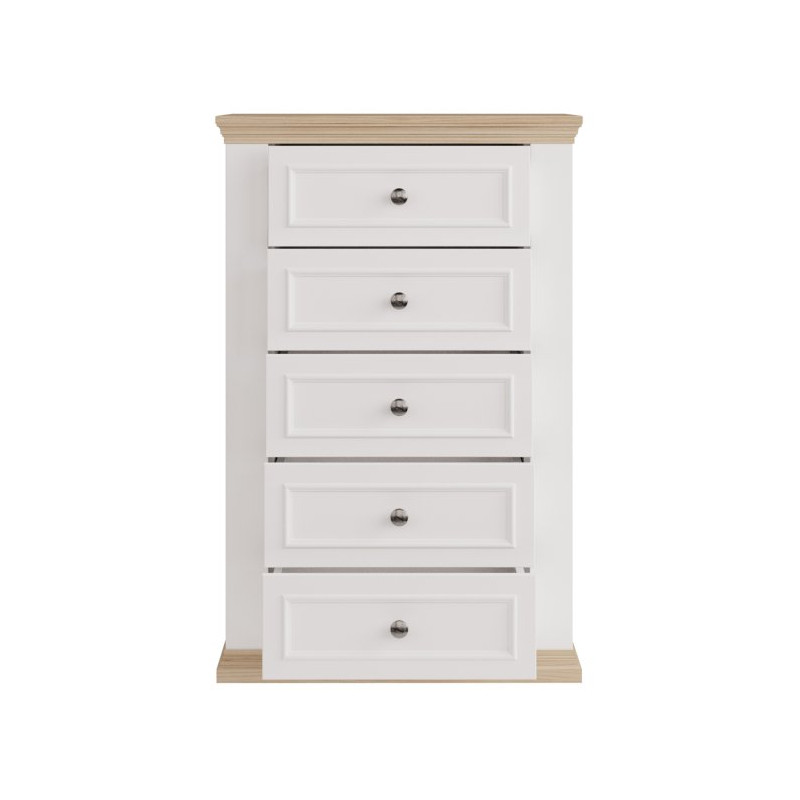 Wąska komoda 70 cm Pontypool PNTK211 biały/dąb riva