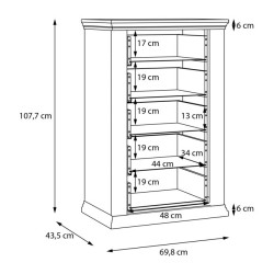 Wąska komoda 70 cm Pontypool PNTK211 dąb mauvella/uni wolfram szary