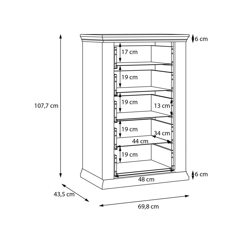Wąska komoda 70 cm Pontypool PNTK211 dąb mauvella/uni wolfram szary