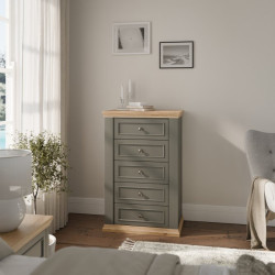 Wąska komoda 70 cm Pontypool PNTK211 dąb mauvella/uni wolfram szary