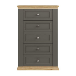 Wąska komoda 70 cm Pontypool PNTK211 dąb mauvella/uni wolfram szary