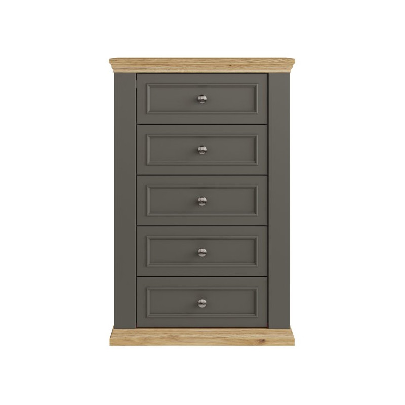 Wąska komoda 70 cm Pontypool PNTK211 dąb mauvella/uni wolfram szary