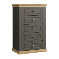 Wąska komoda 70 cm Pontypool PNTK211 dąb mauvella/uni wolfram szary