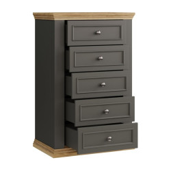 Wąska komoda 70 cm Pontypool PNTK211 dąb mauvella/uni wolfram szary