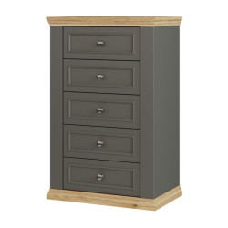 Wąska komoda 70 cm Pontypool PNTK211 dąb mauvella/uni wolfram szary