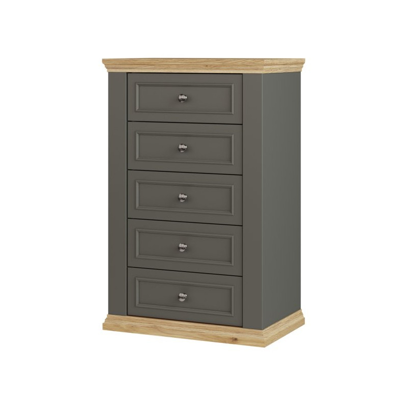 Wąska komoda 70 cm Pontypool PNTK211 dąb mauvella/uni wolfram szary