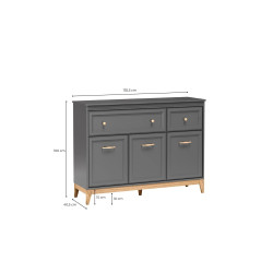 Komoda 2S3D Tarra TA-1 Jarstol Szary Diamentowy