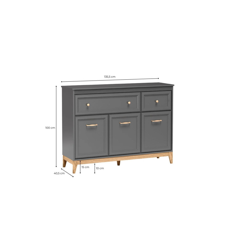 Komoda 2S3D Tarra TA-1 Jarstol Szary Diamentowy