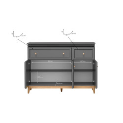 Komoda 2S3D Tarra TA-1 Jarstol Szary Diamentowy