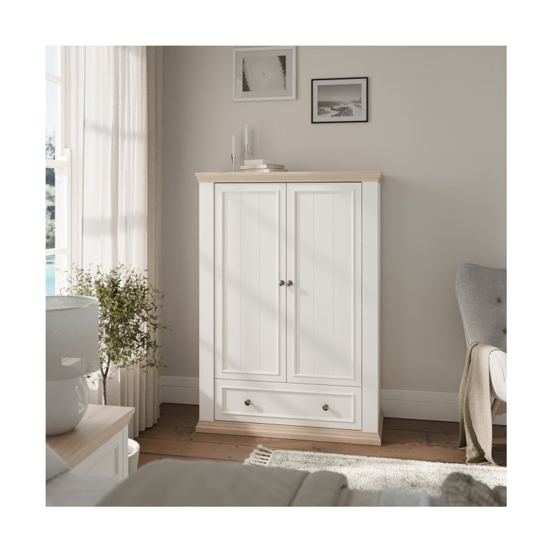 Wysoka komoda Pontypool PNTK423 biały/dąb riva