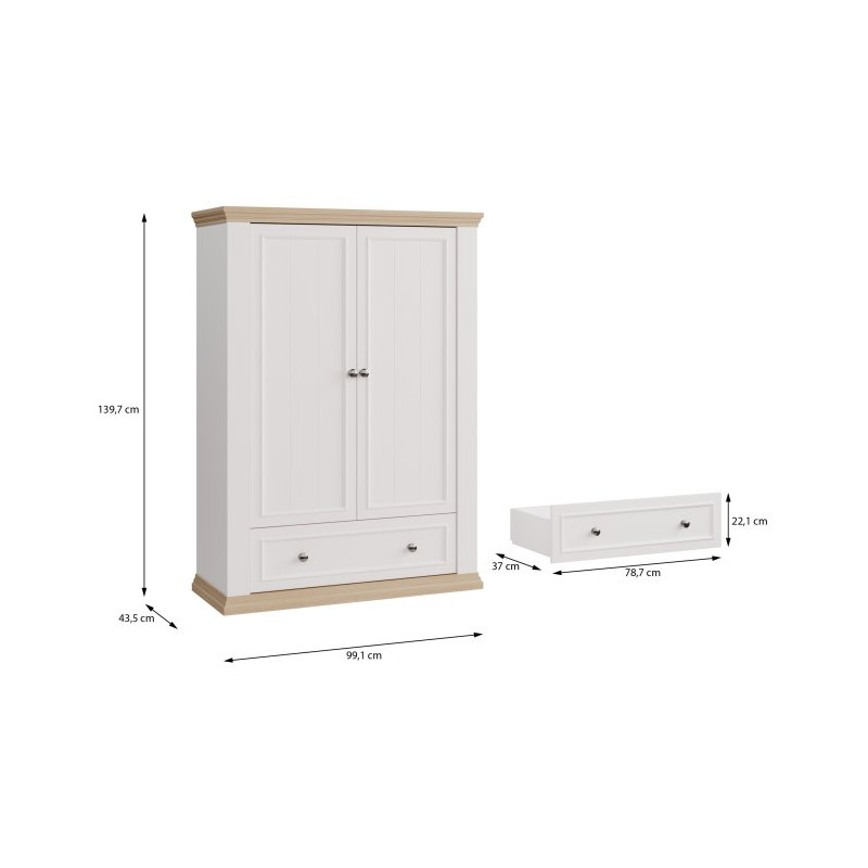 Wysoka komoda Pontypool PNTK423 biały/dąb riva