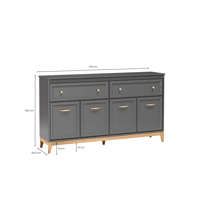 Komoda 2S4D Tarra TA-2 Jarstol Szary Diamentowy