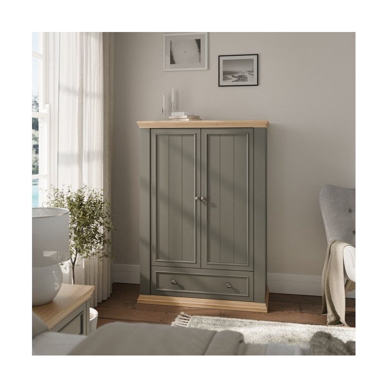 Wysoka komoda Pontypool PNTK423 dąb mauvella/uni wolfram szary