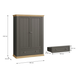 Wysoka komoda Pontypool PNTK423 dąb mauvella/uni wolfram szary