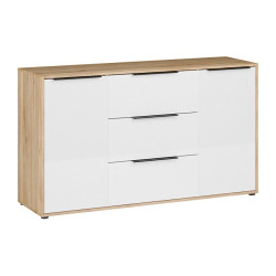 Komoda 3 szuflady Orkney OKYK231 dąb mauvella/biały połysk