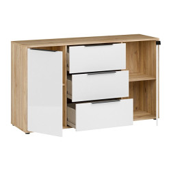 Komoda 3 szuflady Orkney OKYK231 dąb mauvella/biały połysk