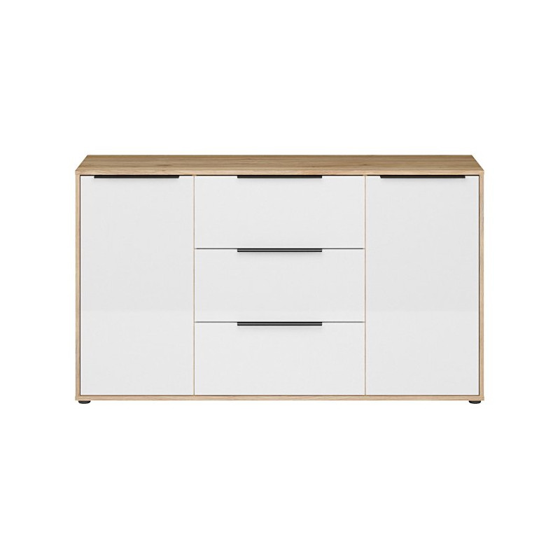 Komoda 3 szuflady Orkney OKYK231 dąb mauvella/biały połysk