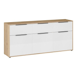 Komoda z szufladami Orkney OKYK232 dąb mauvella/biały połysk