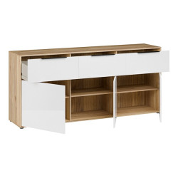 Komoda z szufladami Orkney OKYK232 dąb mauvella/biały połysk