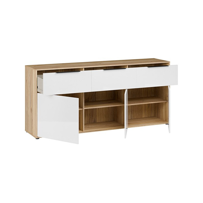 Komoda z szufladami Orkney OKYK232 dąb mauvella/biały połysk