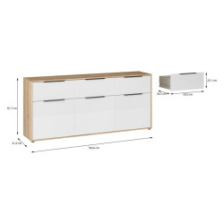 Komoda z szufladami Orkney OKYK232 dąb mauvella/biały połysk