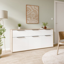 Komoda z szufladami Orkney OKYK232 dąb mauvella/biały połysk