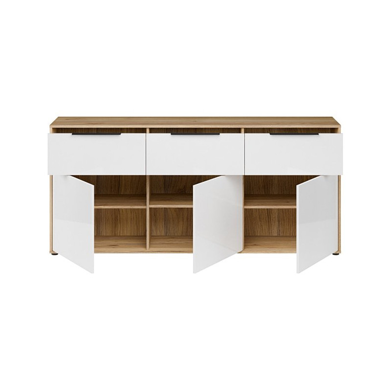 Komoda z szufladami Orkney OKYK232 dąb mauvella/biały połysk